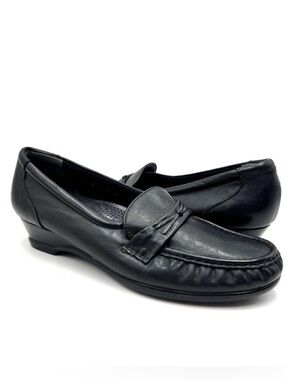 SAS Easier Slip On Loafer Black Leather Size 8.5N